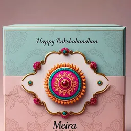 MEIRA JEWELLERY Set Of 3 Peacock Design Rakhis With Greeting card & Roli Chawal image 4