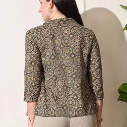 Sangria Ajrak Coin Printed Cotton Open Front Shrug image 3