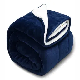 OyO Baby Kids Navy Blue & White Fleece 300 GSM Blanket-image-94
