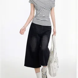 LULU & SKY Women Striped One Shoulder Top image 5