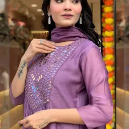 DIVASTRI Women Ethnic Motifs Regular Kurta with Trousers & With Dupatta image 5