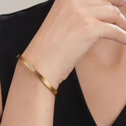 PALMONAS 18k Gold Plated CZ Studded Sparkling Line Bangle Style Bracelet image 3