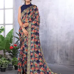 KALINI Floral Printed Zari Saree-image-67