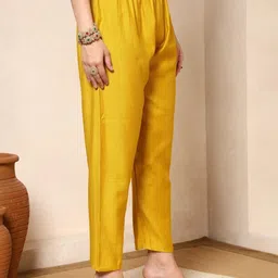 Nehamta Floral Embroidered Notch-Neck Sequinned Straight Kurta With Trousers And Dupatta image 5