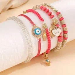 TheVineGirl Set Of 6 Artificial Beaded Charm Bracelet-image-51