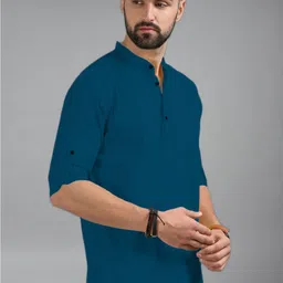 univibe Men Solid Daily Cotton Straight Kurta image 5