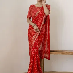 HERE&NOW Bandhani Print Saree image 4