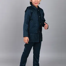 BAESD Boys Floral Embroidered Indo Western Single-Breasted Three-Piece Suit image 2