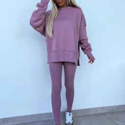 Mast & Harbour Round Neck Sweatshirt With Tights Co-Ords image 4