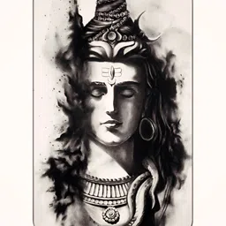 Casperme Grey & Black Lord Shiva Big Framed Painting Wall Art-image-5
