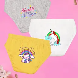 NUSYL Girls Pack of 3 Printed Cotton Basic Briefs NUGCBRFPO3.0011 image 1