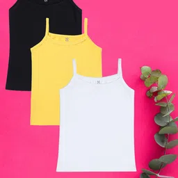 NUSYL Girls Pack Of 3 Cotton Camisoles-picture-17