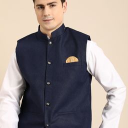 Anouk Men Regular Linen Kurta With Churidar & With Nehru Jacket-picture-43