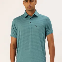 FIFTY TWO Self Checked Polo Collar Casual T-shirt-image-1