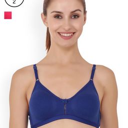 Floret Pack of 2 Blue & Magenta Non-Wired Non Padded T-shirt Bra-picture-5