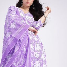 Anouk Rustic Floral Printed Straight Kurta With Trousers & Dupatta-picture-1