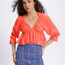 DressBerry Vibrant Vibes V-Neck Empire Top-picture-16