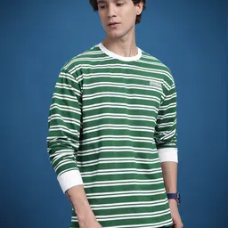 The Roadster Life Co. Men Striped Relaxed Fit T-shirt image 5