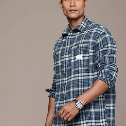 WROGN Oversized Checked Drop-Shoulder Sleeves Casual Shirt image 4