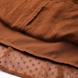 Antheaa Brown Dobby Weave Tiered A-Line Dress image 4