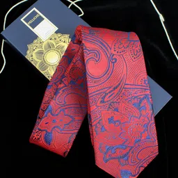 PELUCHE Red Woven Design Broad Tie image 1