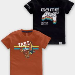 Codez Kids Rust & Black Printed T-Shirt (Pack Of 2)-picture-30