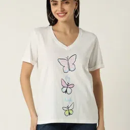 R&B White Cotton Graphic Print T-Shirt-picture-44