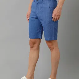 Linen Club Blue Slim Fit Linen Shorts image 3