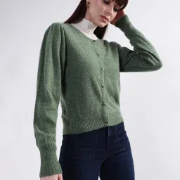 Rooted Green Wool Cardigan image 3