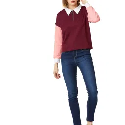Miss Chase Maroon Cotton Sweatshirt image 4