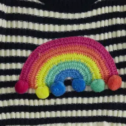 Pantaloons Junior Navy & White Cotton Striped Full Sleeves Dress image 3