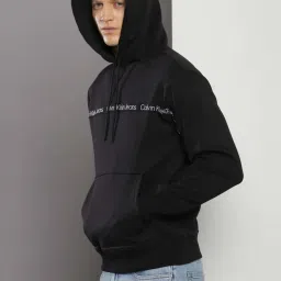 Calvin Klein Jeans Black Regular Fit Printed Hooded Sweatshirt image 3