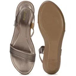 Bata Women's Metallic Ankle Strap Wedges image 3