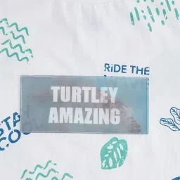 Pantaloons Junior White & Blue Cotton Printed T-Shirt image 3