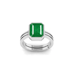 RRVGEM 7.25 KT To 7.00 KT Emerald Silver Plated Adjustable Ring-picture-15