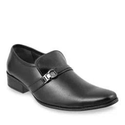 Mochi Men's Black Formal Slip-Ons image 1