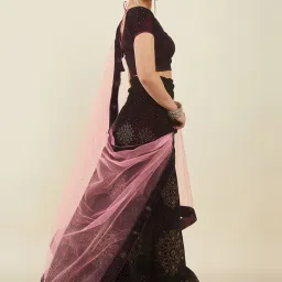 Soch Purple Embellished Unstitched Lehenga Choli Set With Dupatta image 3