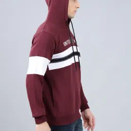 Cantabil Maroon Fleece Regular Fit Stripes Sweatshirt image 4