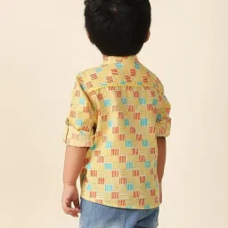 Fabindia Kids Yellow Printed Full Sleeves Shirt image 2