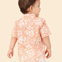 Fabindia Kids Peach & White Printed Shirt image 2