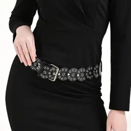 Kazo Black Synthetic Waist Belt for Women-image-43