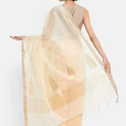 Fabindia Off-White Cotton Silk Woven Saree image 2