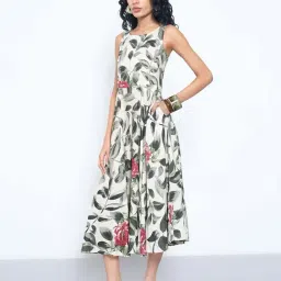 Akkriti By Pantaloons Off White Regular Fit Printed Dress image 3