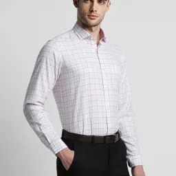 Peter England White Slim Fit Checks Shirt image 3