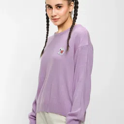 Bewakoof Purple Relaxed Fit Sweater image 3