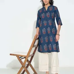 Rangmanch By Pantaloons Blue Regular Fit Floral Print Kurta image 4
