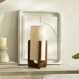 Ellementry Brown & Beige Wood Gren Shade Table Lamp image 3