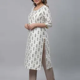 Aurelia Off-White Printed Straight Kurta image 3