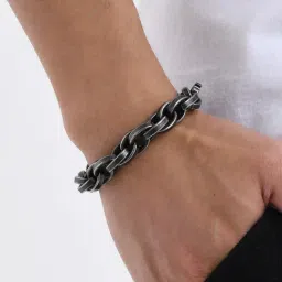 Peora Grey Stainless Steel Openable Link Bracelet image 4