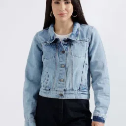 Elle Blue Cotton Plain Jacket-picture-47